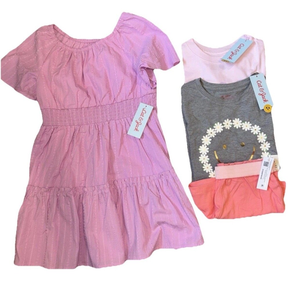 Cat & Jack Girl M (8) Clothing Lot 4 Pieces Dress Tops Shorts NWT
